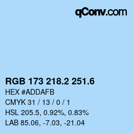 カラーコード: RGB 173 218.2 251.6 | qconv.com