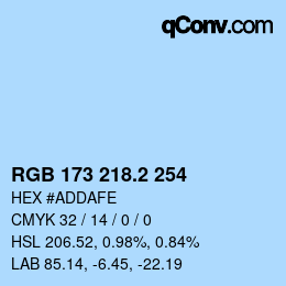 カラーコード: RGB 173 218.2 254 | qconv.com