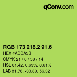 カラーコード: RGB 173 218.2 91.6 | qconv.com