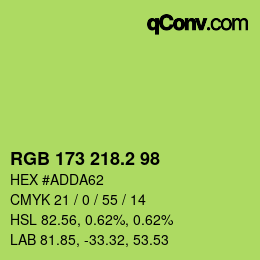 カラーコード: RGB 173 218.2 98 | qconv.com