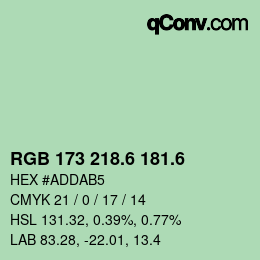 カラーコード: RGB 173 218.6 181.6 | qconv.com