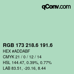 カラーコード: RGB 173 218.6 191.6 | qconv.com