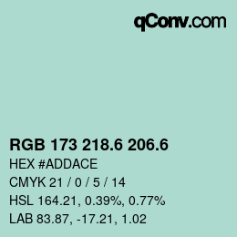 カラーコード: RGB 173 218.6 206.6 | qconv.com
