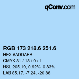 カラーコード: RGB 173 218.6 251.6 | qconv.com