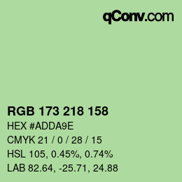 Color code: RGB 173 218 158 | qconv.com