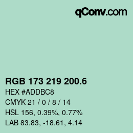 カラーコード: RGB 173 219 200.6 | qconv.com