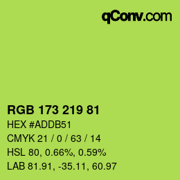 Color code: RGB 173 219 81 | qconv.com