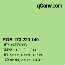 Color code: RGB 173 220 140 | qconv.com
