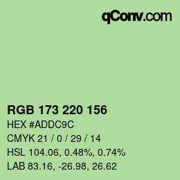 Color code: RGB 173 220 156 | qconv.com