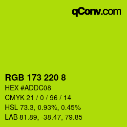 カラーコード: RGB 173 220 8 | qconv.com