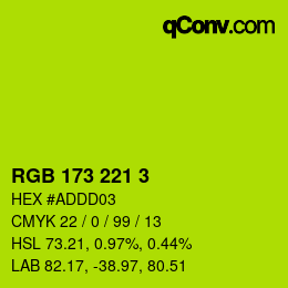 カラーコード: RGB 173 221 3 | qconv.com