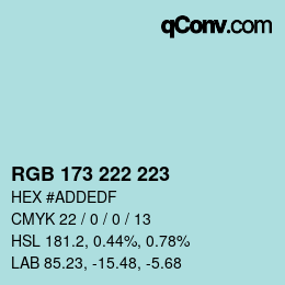 カラーコード: RGB 173 222 223 | qconv.com