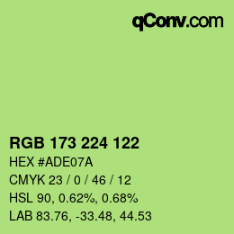 カラーコード: RGB 173 224 122 | qconv.com