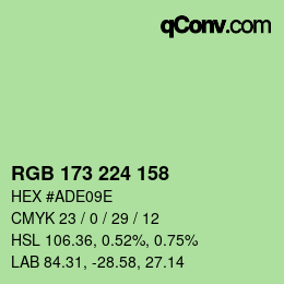 カラーコード: RGB 173 224 158 | qconv.com