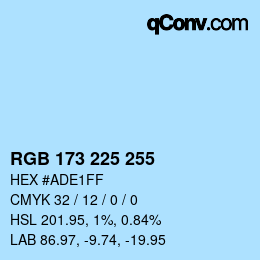 Color code: RGB 173 225 255 | qconv.com