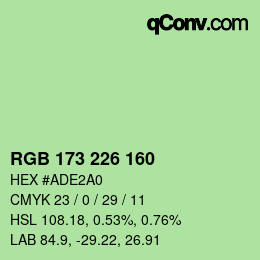 Color code: RGB 173 226 160 | qconv.com