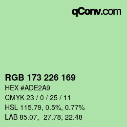 Color code: RGB 173 226 169 | qconv.com