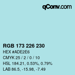 Color code: RGB 173 226 230 | qconv.com