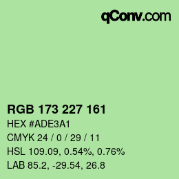 カラーコード: RGB 173 227 161 | qconv.com