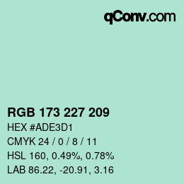 Color code: RGB 173 227 209 | qconv.com