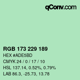 Color code: RGB 173 229 189 | qconv.com