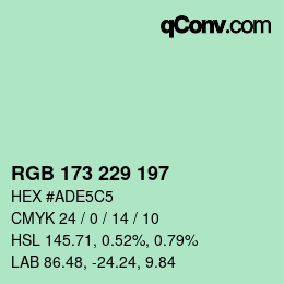 Color code: RGB 173 229 197 | qconv.com