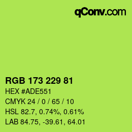 カラーコード: RGB 173 229 81 | qconv.com