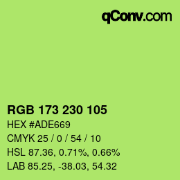 カラーコード: RGB 173 230 105 | qconv.com