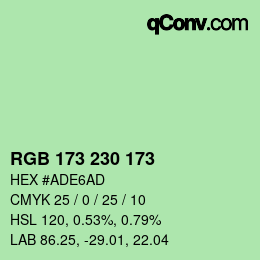 Color code: RGB 173 230 173 | qconv.com