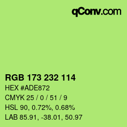 カラーコード: RGB 173 232 114 | qconv.com