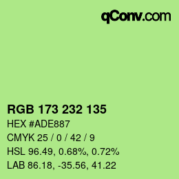 Color code: RGB 173 232 135 | qconv.com