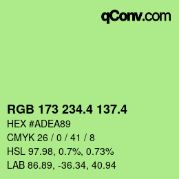 カラーコード: RGB 173 234.4 137.4 | qconv.com