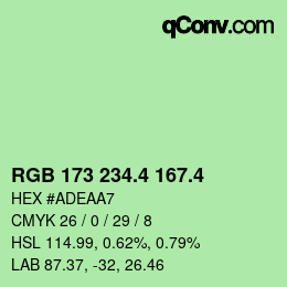 カラーコード: RGB 173 234.4 167.4 | qconv.com