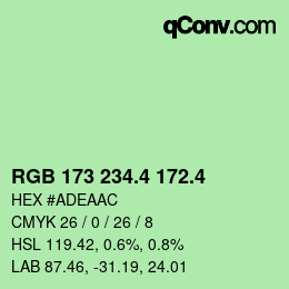 カラーコード: RGB 173 234.4 172.4 | qconv.com