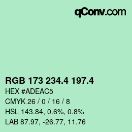 カラーコード: RGB 173 234.4 197.4 | qconv.com