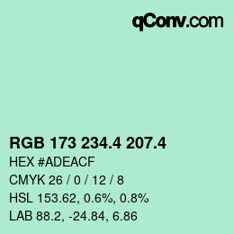 カラーコード: RGB 173 234.4 207.4 | qconv.com