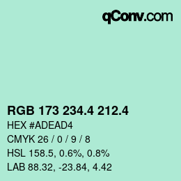 カラーコード: RGB 173 234.4 212.4 | qconv.com