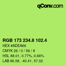 カラーコード: RGB 173 234.8 102.4 | qconv.com