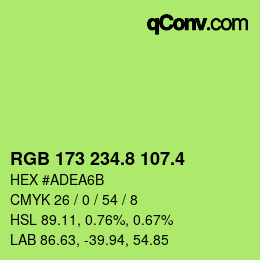 カラーコード: RGB 173 234.8 107.4 | qconv.com