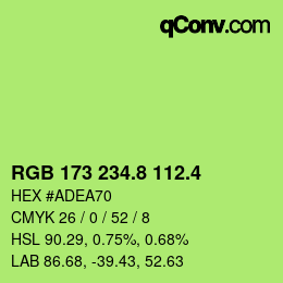 カラーコード: RGB 173 234.8 112.4 | qconv.com