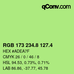 カラーコード: RGB 173 234.8 127.4 | qconv.com