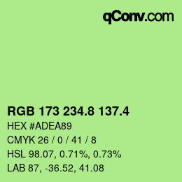 カラーコード: RGB 173 234.8 137.4 | qconv.com
