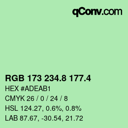 カラーコード: RGB 173 234.8 177.4 | qconv.com