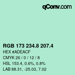 カラーコード: RGB 173 234.8 207.4 | qconv.com