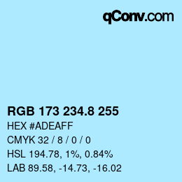 Color code: RGB 173 234.8 255 | qconv.com