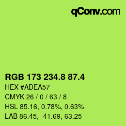 カラーコード: RGB 173 234.8 87.4 | qconv.com