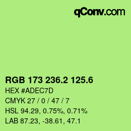 カラーコード: RGB 173 236.2 125.6 | qconv.com