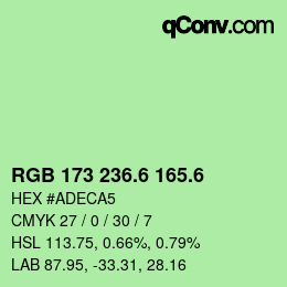カラーコード: RGB 173 236.6 165.6 | qconv.com