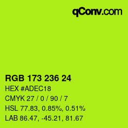 颜色代码: RGB 173 236 24 | qconv.com