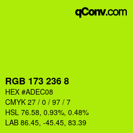 カラーコード: RGB 173 236 8 | qconv.com